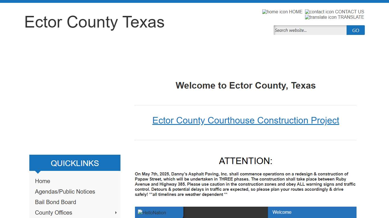 Welcome to Ector County Homepage!