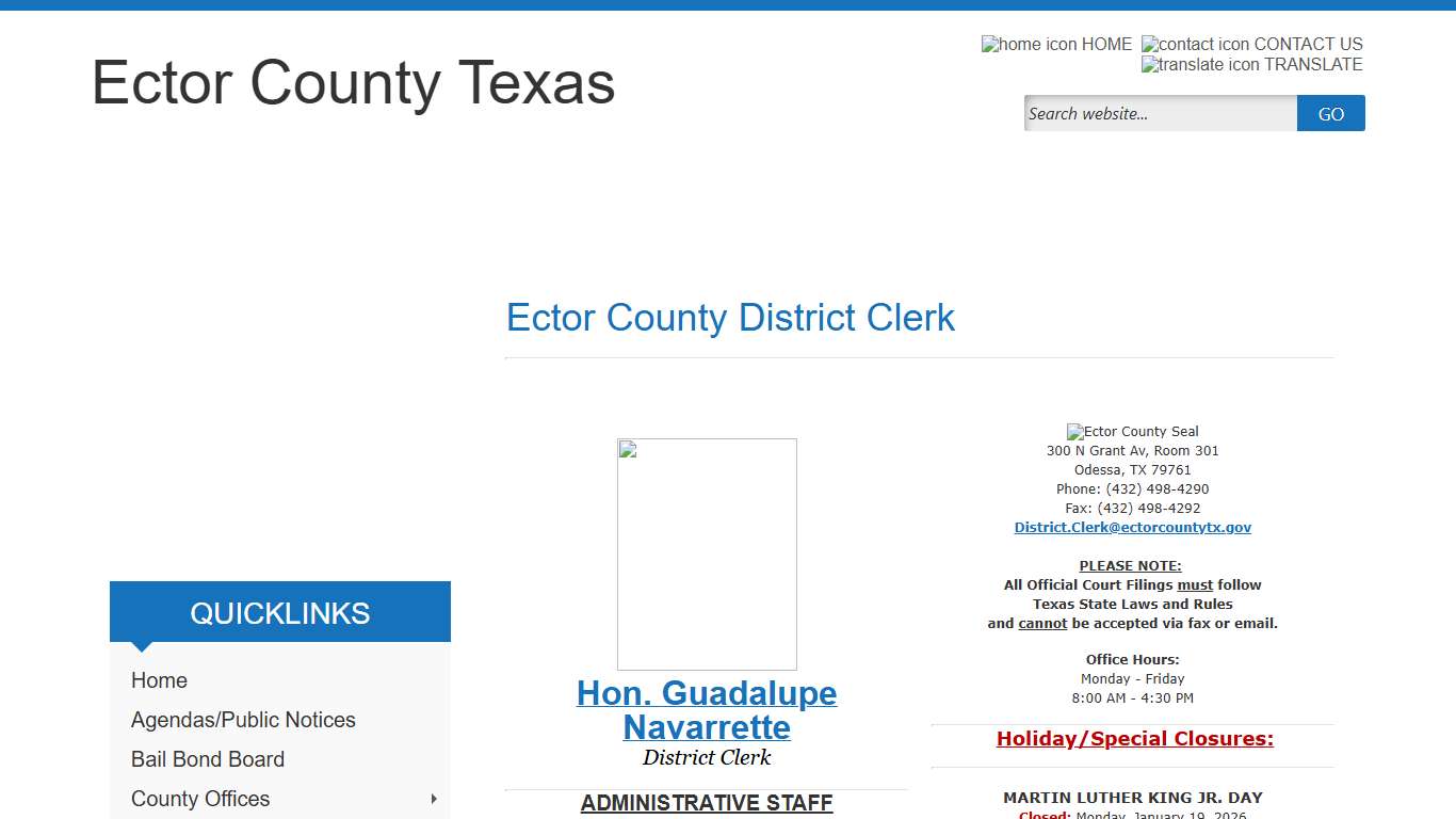 Welcome to Ector County District Clerk Webpage!